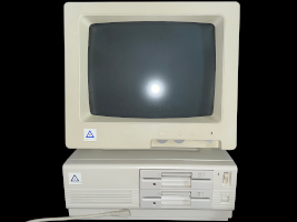 drc 1311 color cga monitor atop a model d computer