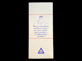 leading edge support brochure with a cartoon customer
